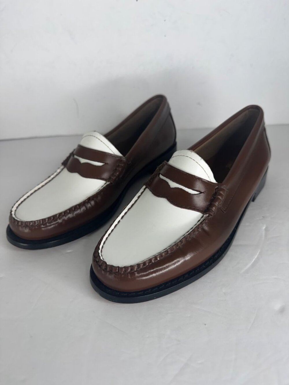 G.H. Bass Weejuns Whitney Two Tone Brown White Penny Loafers Size 5.5 NEW - Picture 3 of 7